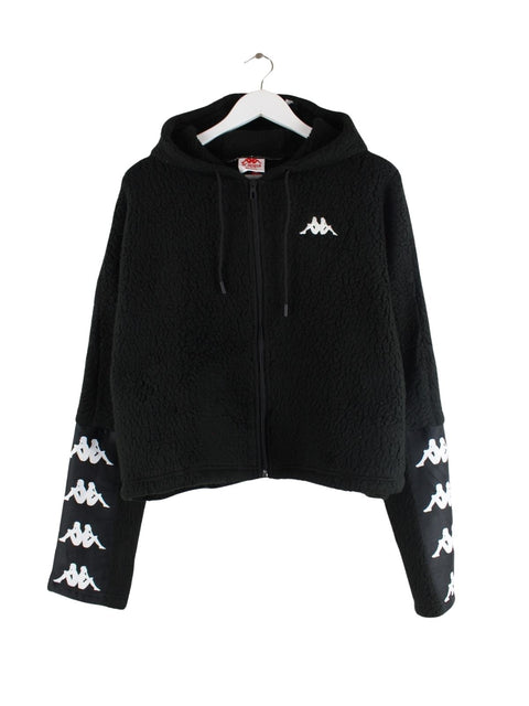 Kappa Damen Crop Zip Fleece Hoodie Schwarz M