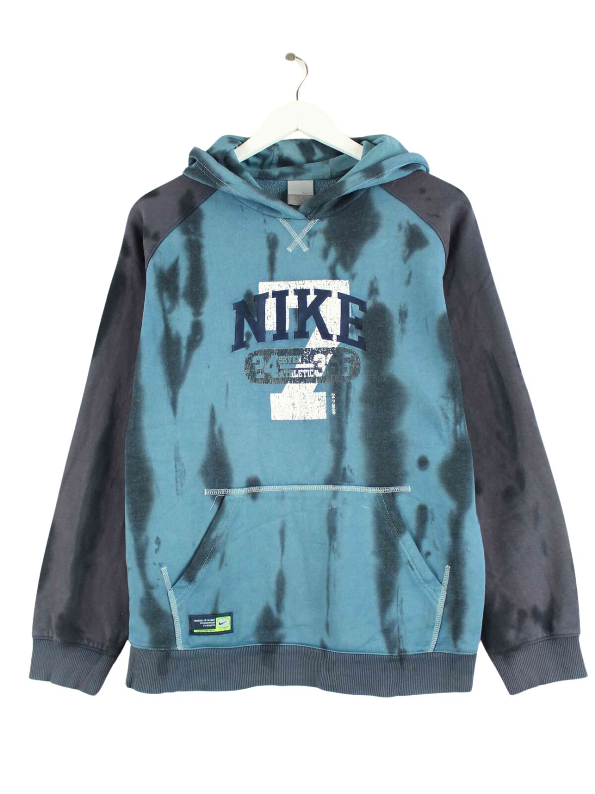Nike 00s Embroidered Tie Dye Hoodie Blau M (front image)