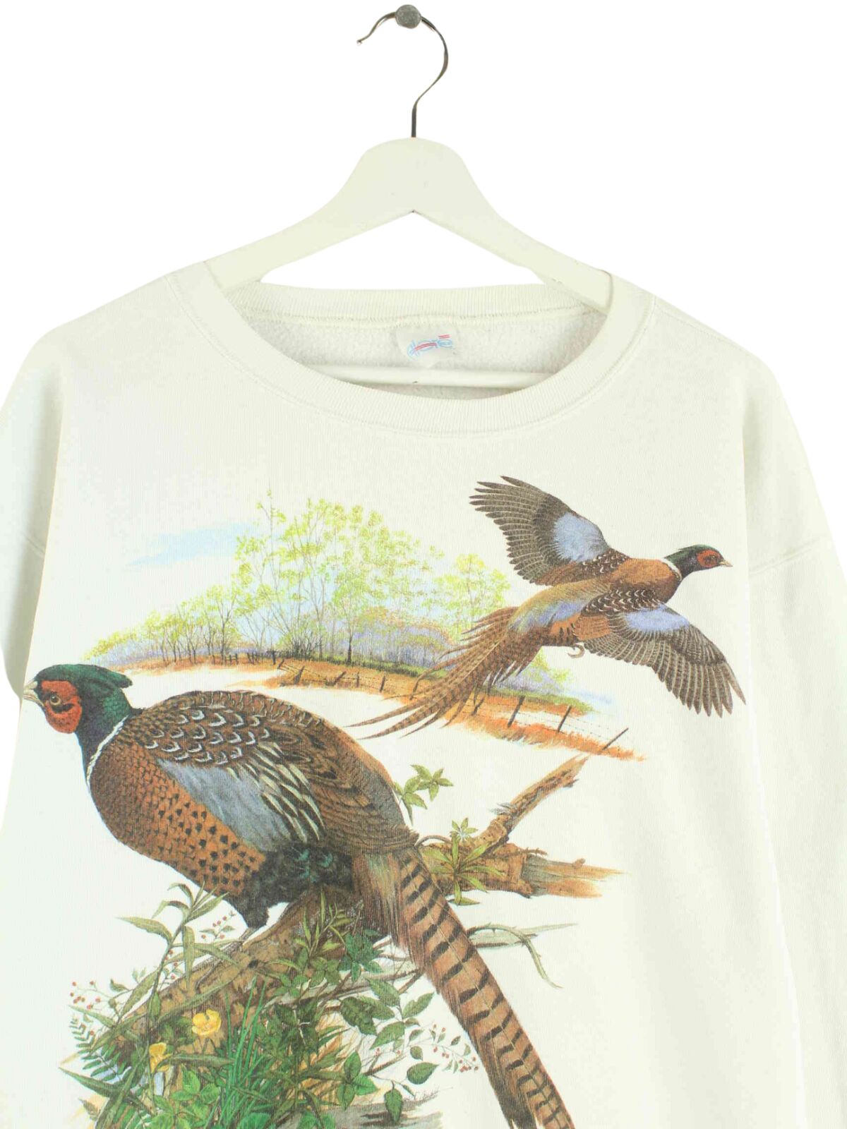 Vintage 90s Fasan Print Sweater WeiĂź L (front image)
