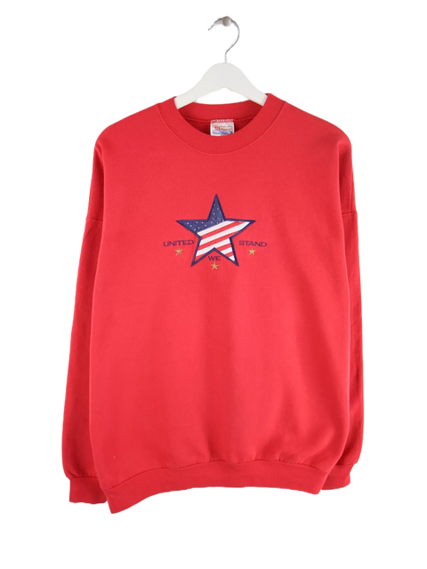 Hanes 00s United We Stand Print Sweater Rot L