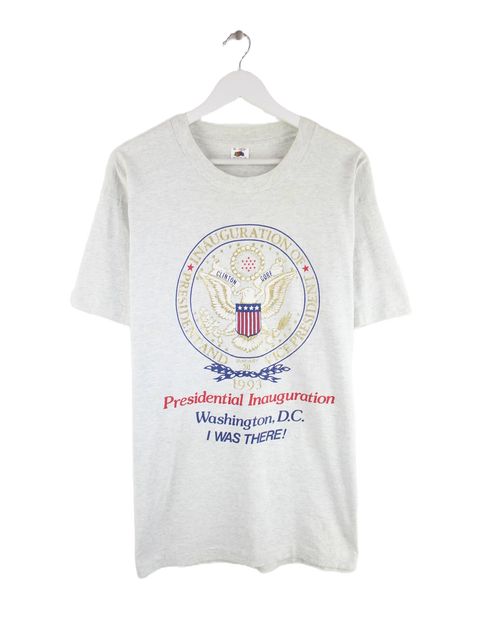 Fruit of the Loom 1993 Vintage Presidential Inauguration Single Stitch T-Shirt Grau XL