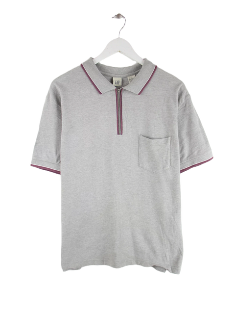 GAP 00s Single Pocket Half Zip Polo Grau L