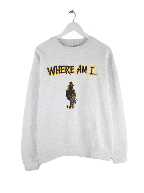 Fruit of the Loom 90s Vintage Crow Bar Print Sweater Grau XL