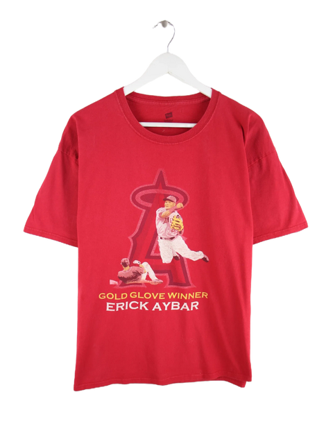 Hanes MLB Angels Erick Aybar Gold Glove Print T-Shirt Rot XL
