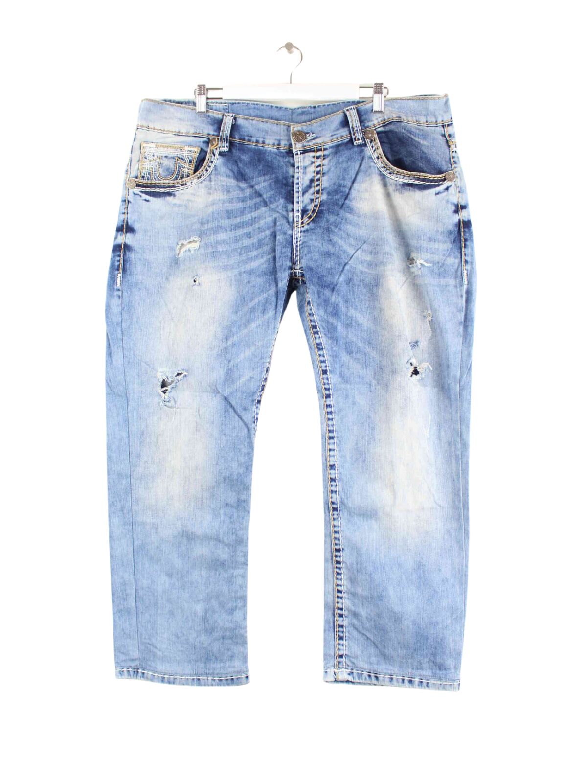 True Religion y2k Embroidered Straight Jeans Blau (front image)