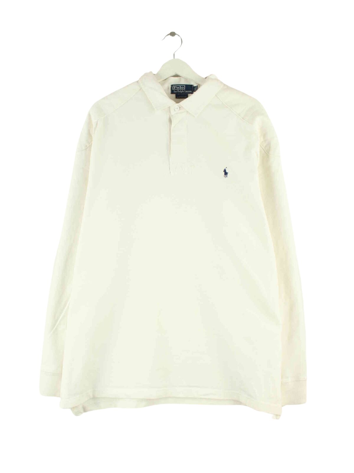 Ralph Lauren 90s Vintage Langarm Polo Weiß XXL (front image)