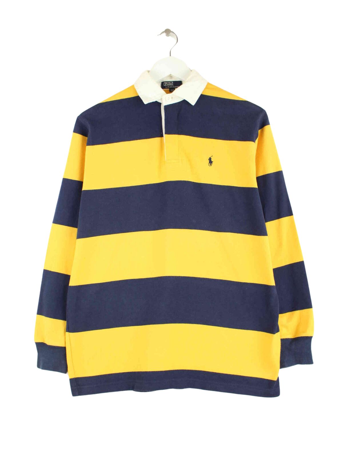 Ralph Lauren 90s Vintage Striped Long Sleeve Polo Gelb S (front image)