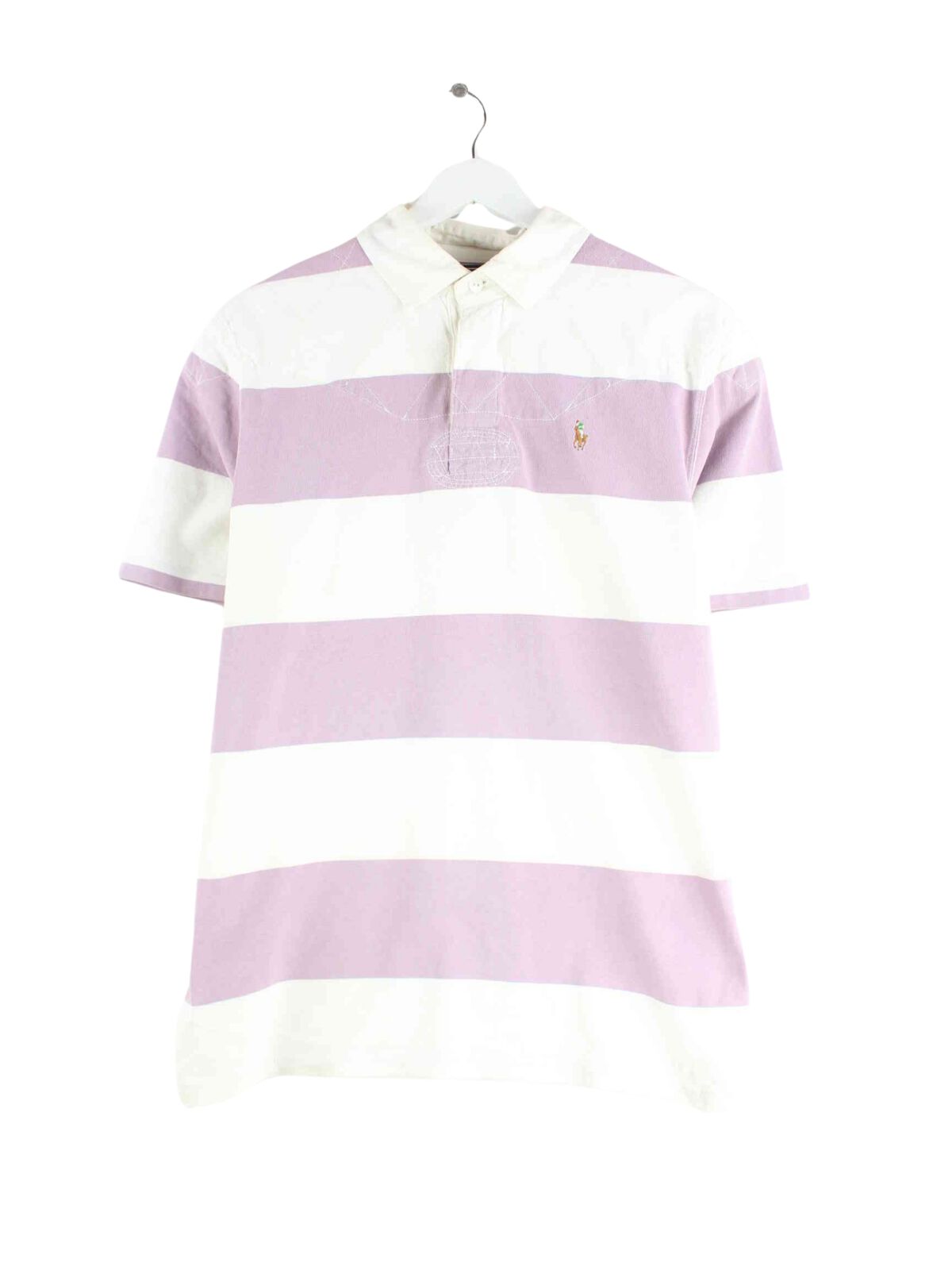 Ralph Lauren 90s Vintage Gestreiftes Polo Weiß L (front image)