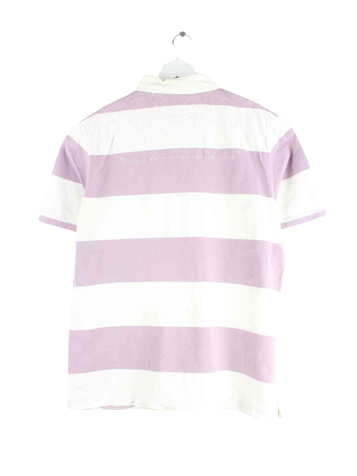 Ralph Lauren 90s Vintage Gestreiftes Polo Weiß L (back image)