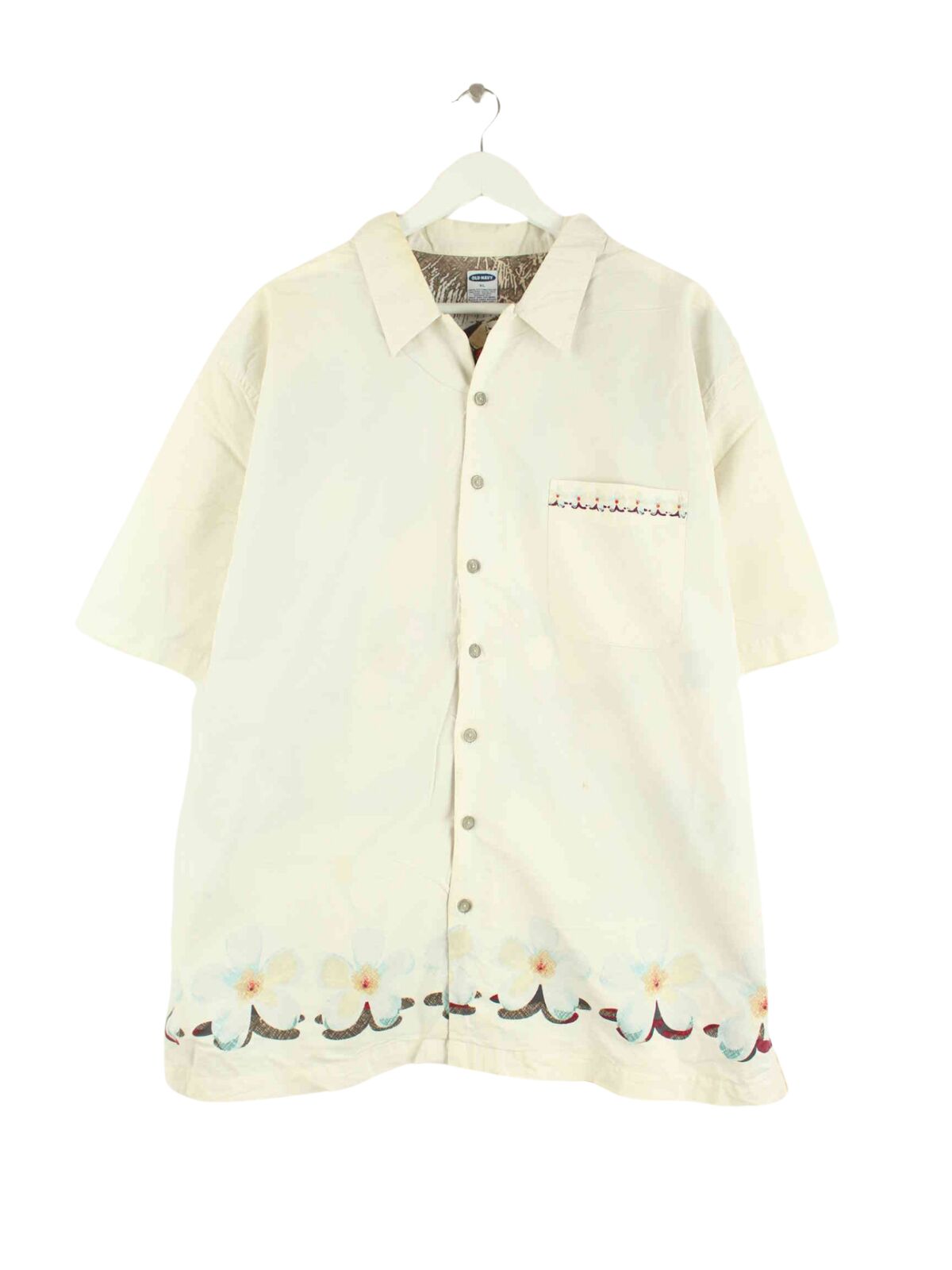 Old Navy 90s Vintage Print Hawaii Hemd Weiß XL (front image)