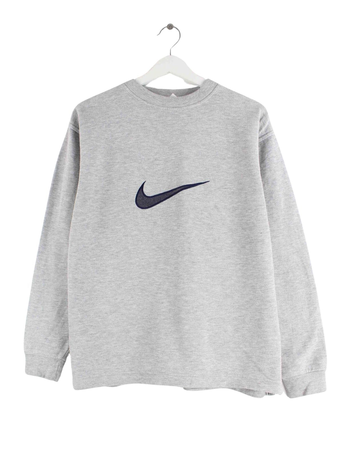 Nike Damen 90s Vintage Big Swoosh Sweater Grau S (front image)