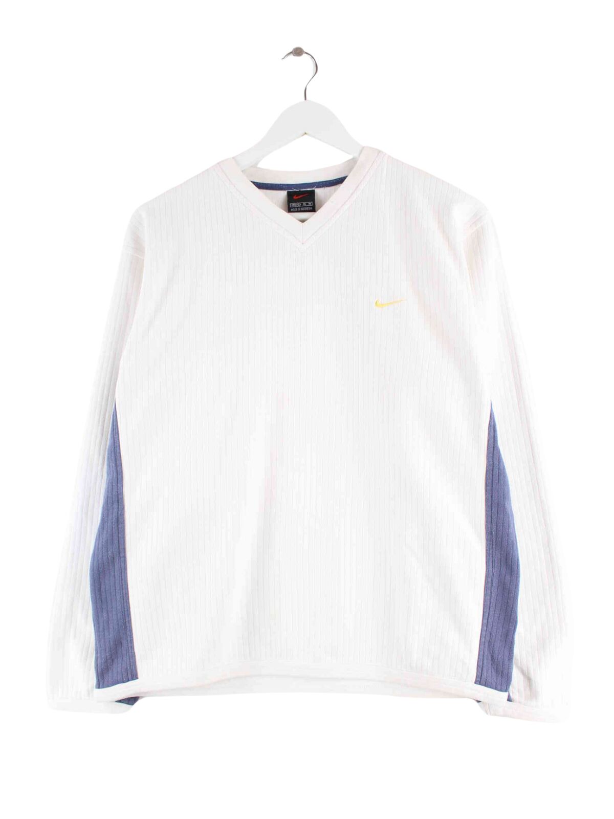 Nike 90s Vintage Swoosh V-Neck Sweater Weiß M (front image)