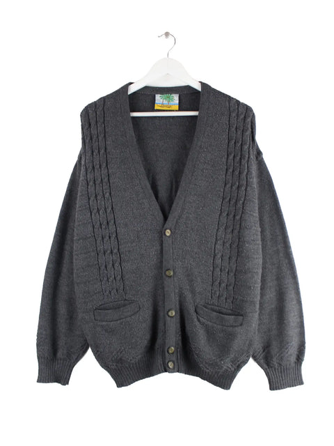 Vintage Damen 90s Strickjacke Grau XL