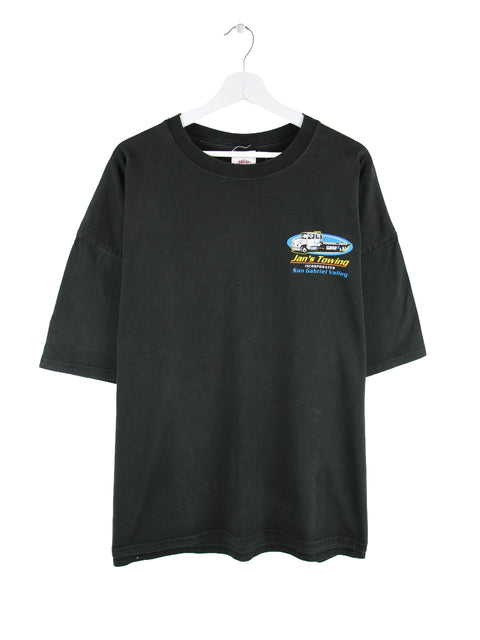 Jerzees 00s Towing Car Print T-Shirt Schwarz XXL