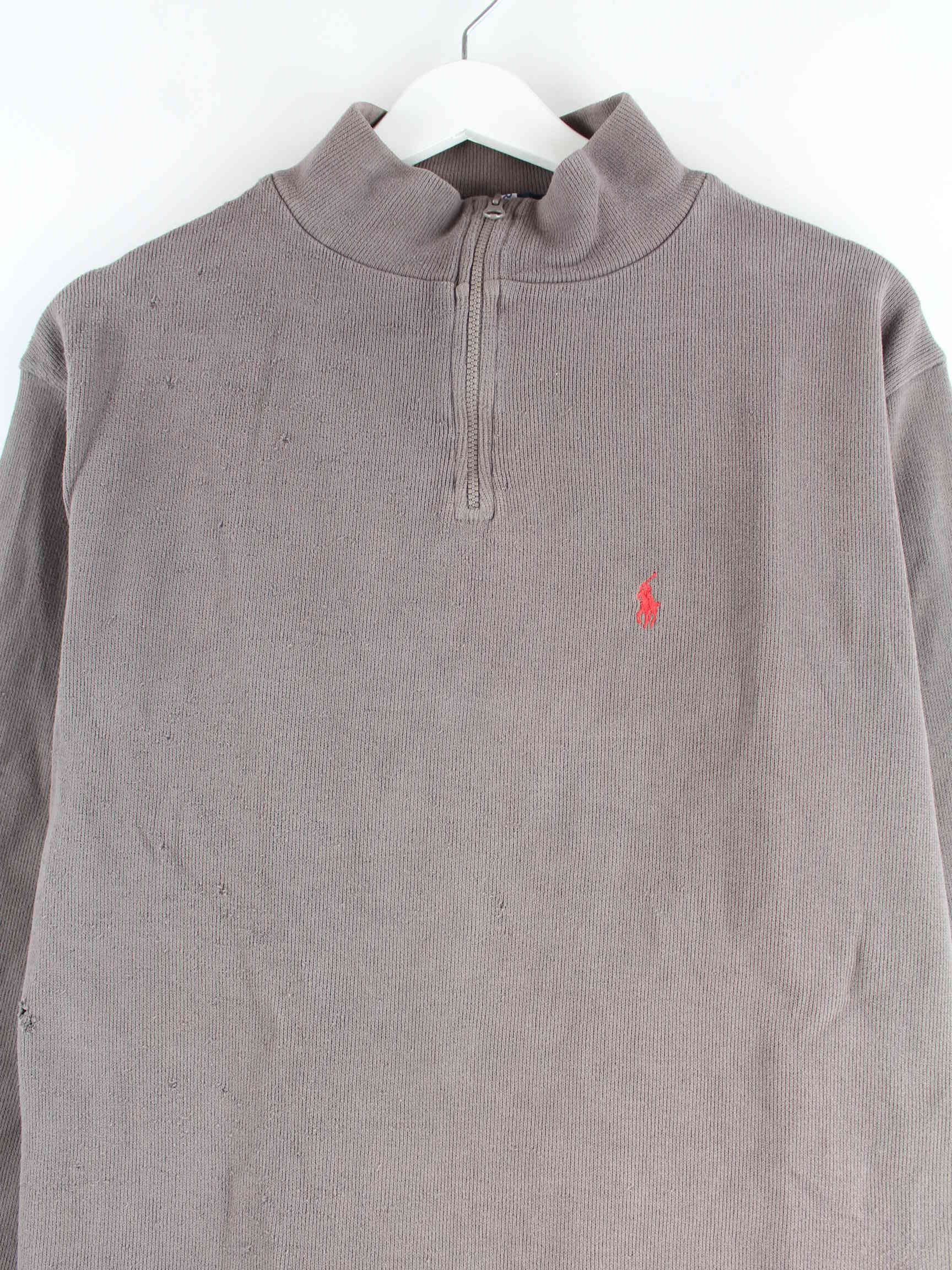 Ralph Lauren 90s Vintage Half Zip Sweater Braun M (detail image 1)