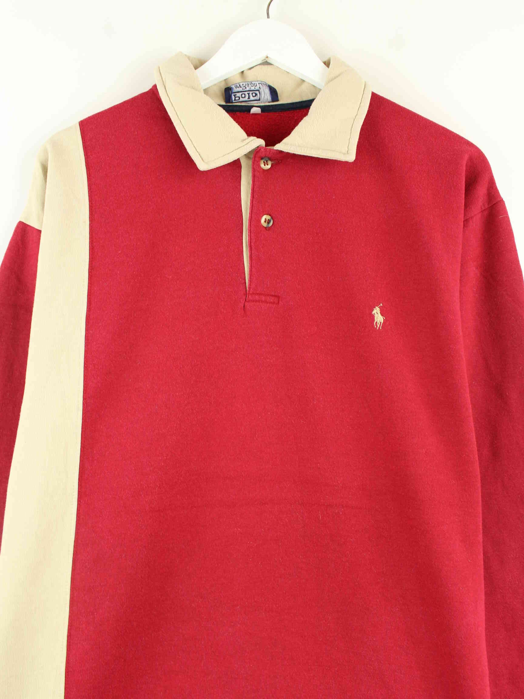 Ralph Lauren 90s Vintage Langarm Polo Rot XL (detail image 1)