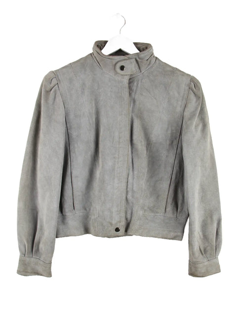 Vintage Damen Suede Leder Jacke Grau XS