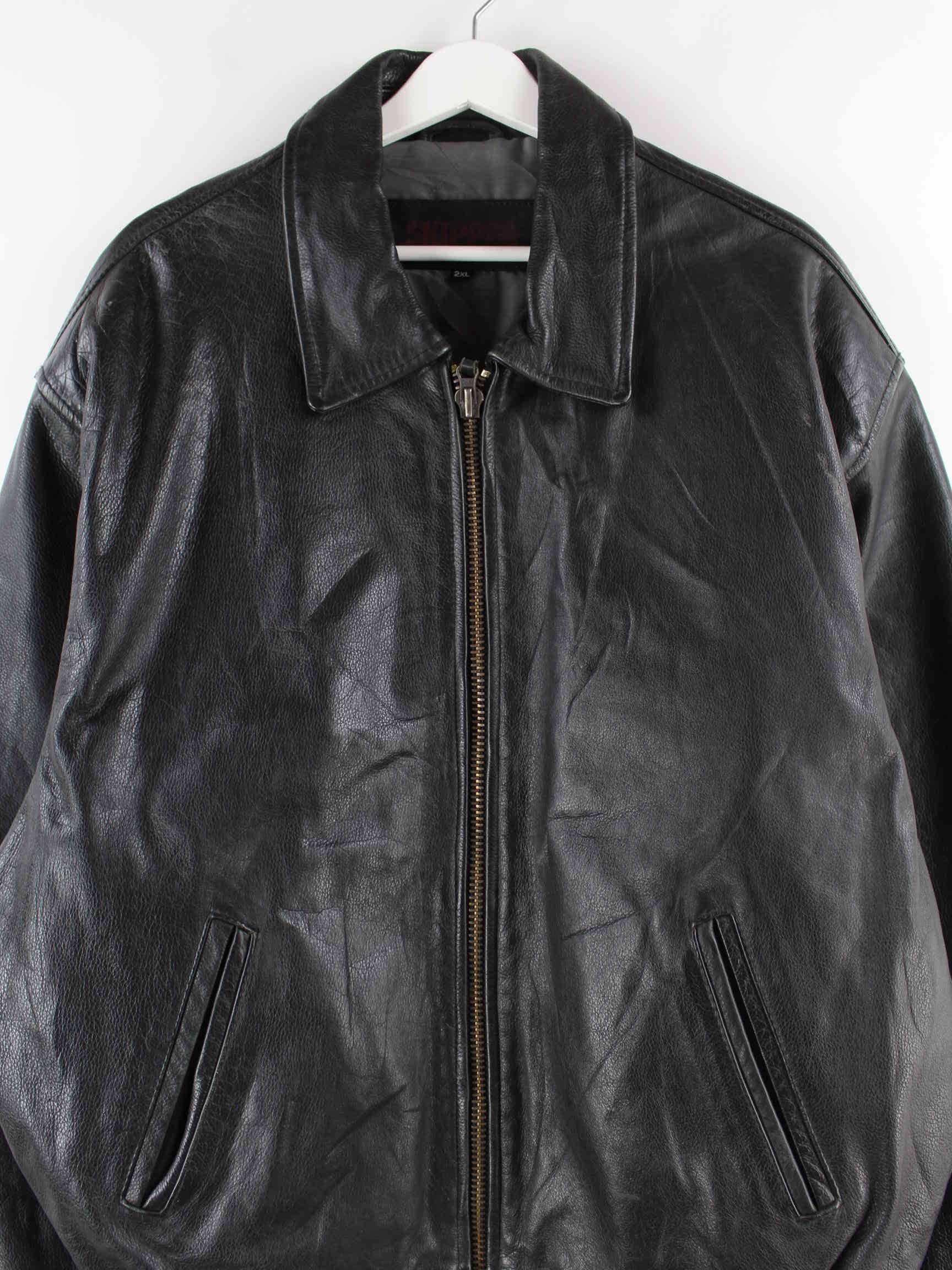 Skipper 90s Vintage Leder College Jacke Schwarz XXL (detail image 1)