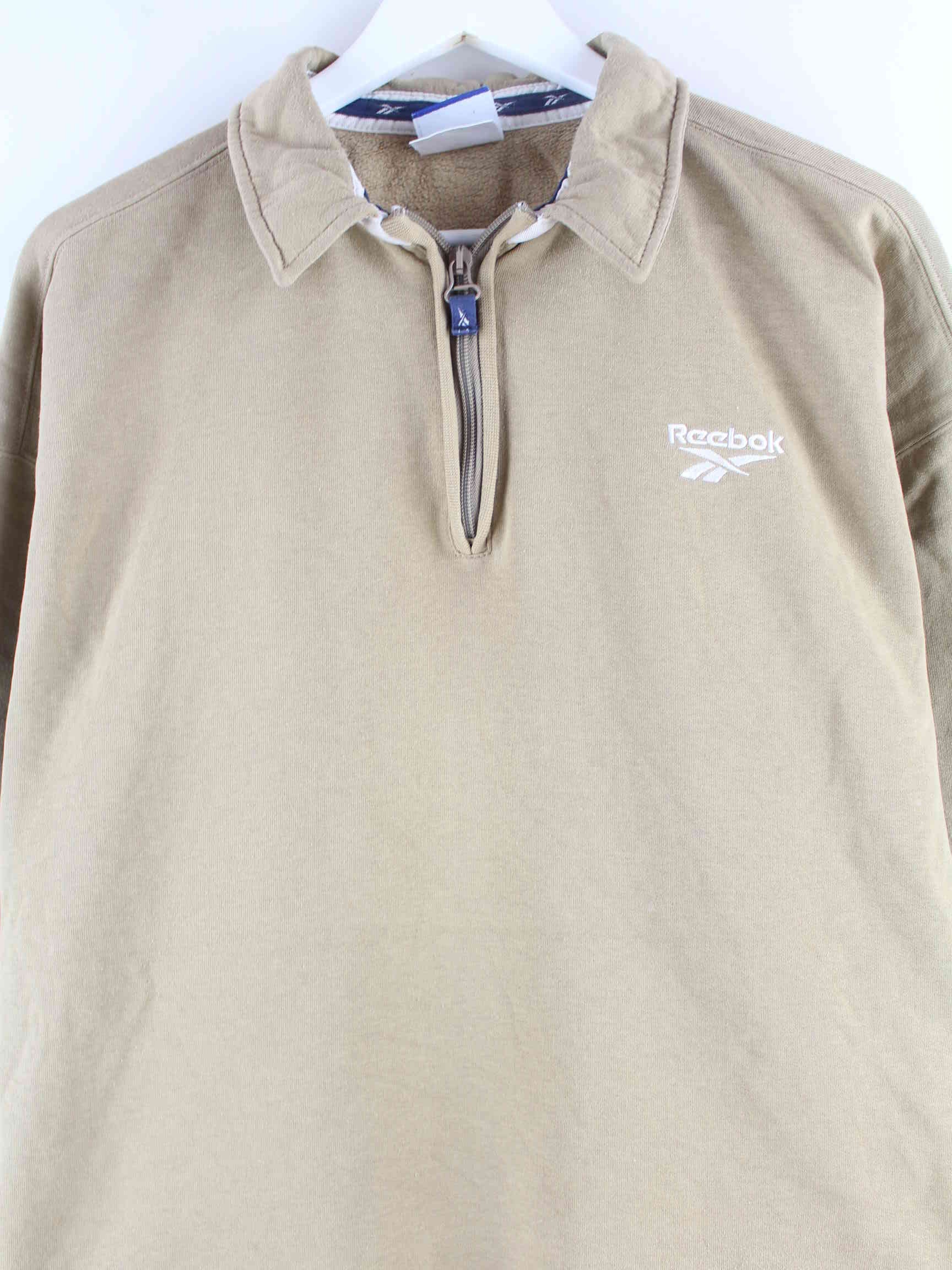 Reebok y2k Embroidered Half Zip Sweater Beige L (detail image 1)