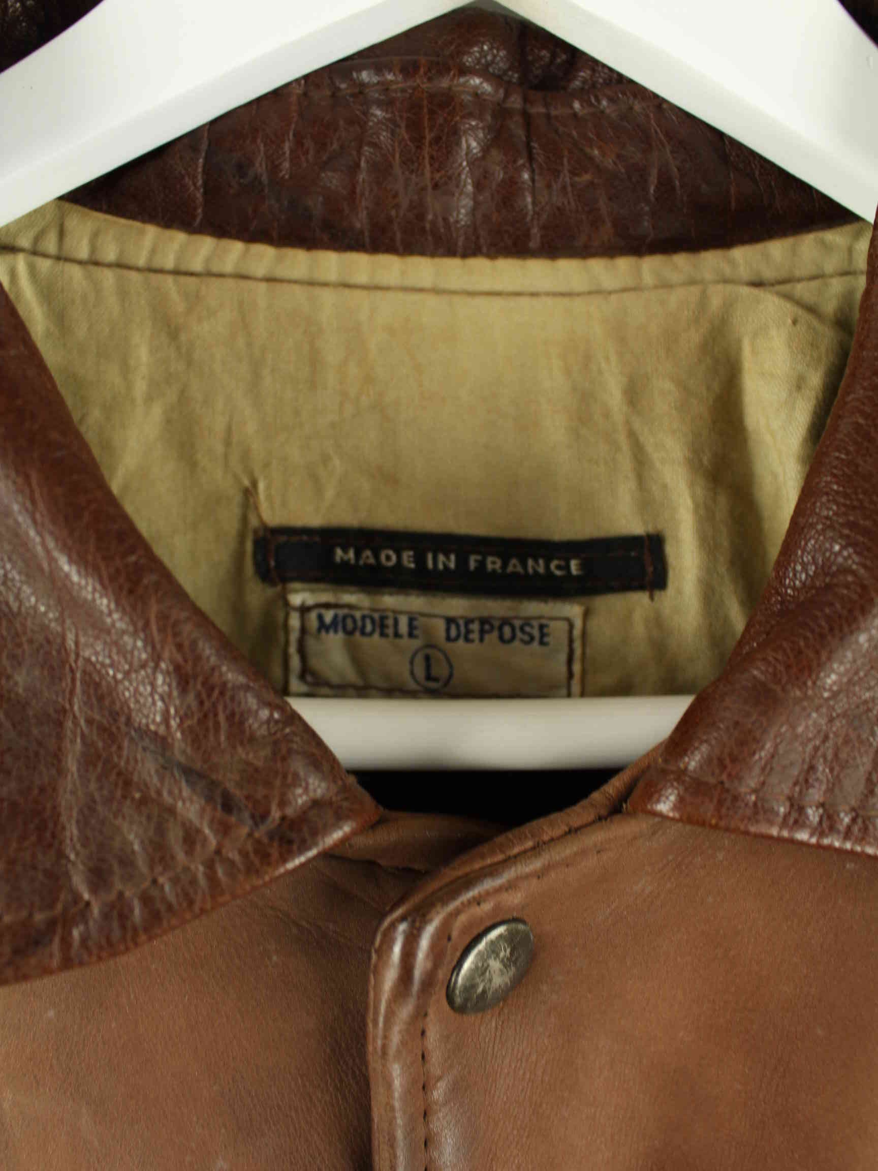 Vintage 90s Kudsak Airborne Leder Jacke Braun L (detail image 2)