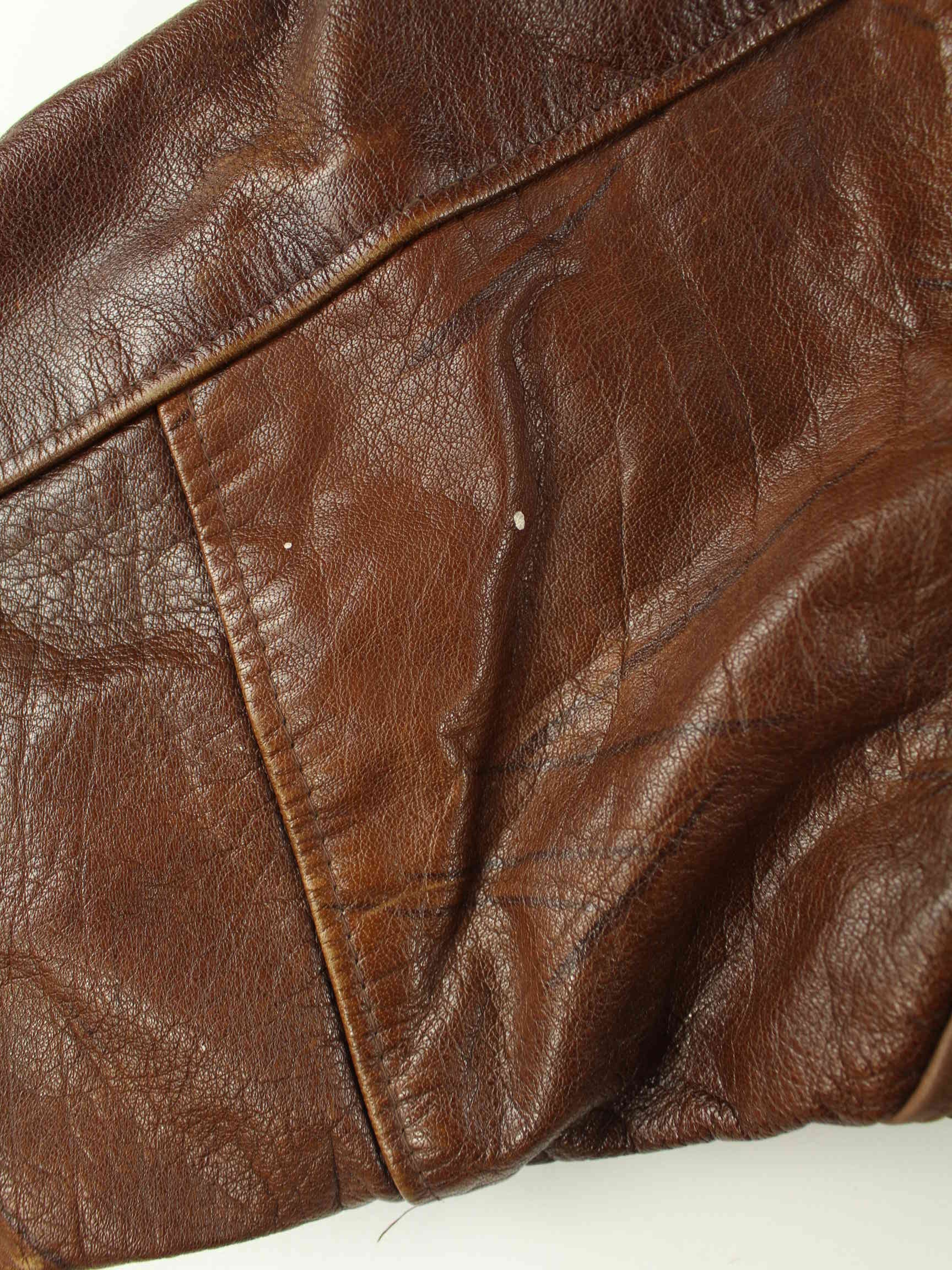 Vintage 90s Kudsak Airborne Leder Jacke Braun L (detail image 10)