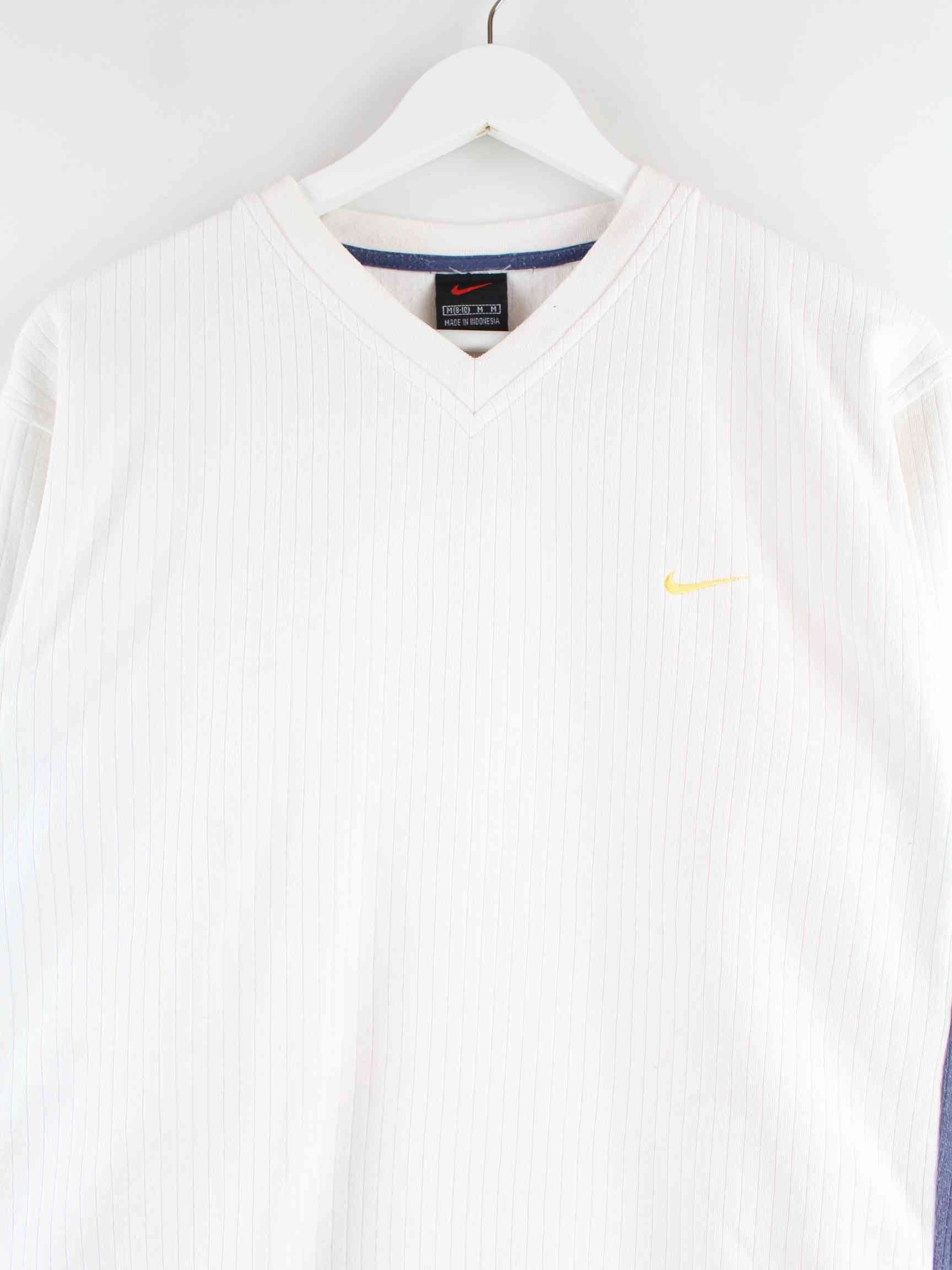 Nike 90s Vintage Swoosh V-Neck Sweater Weiß M (detail image 1)