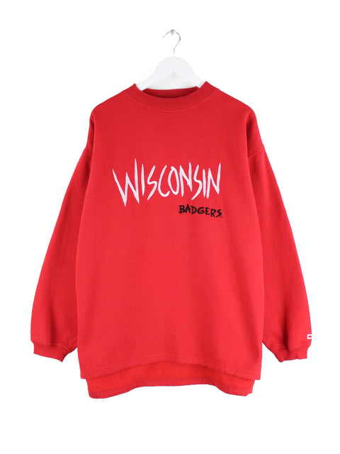 Crable Sportswear 90s Vintage Wisconsin Badgers Sweater Rot XL