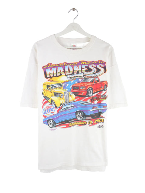 Fruit of the Loom 2003 Muscle Car Print T-Shirt Weiß XL