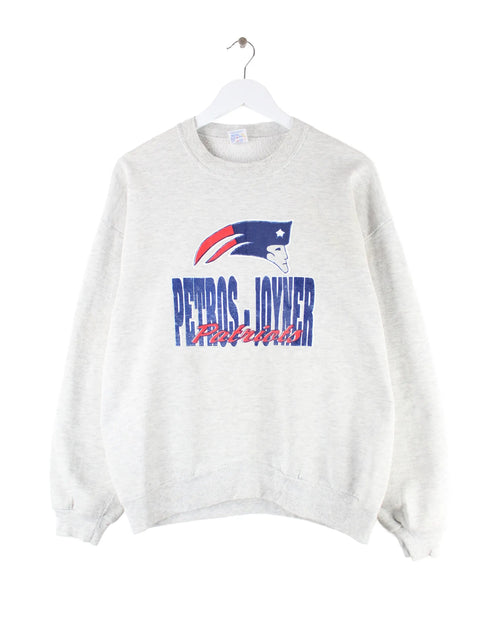 Jerzees 90s Vintage New England Patriots Print Sweater Grau L