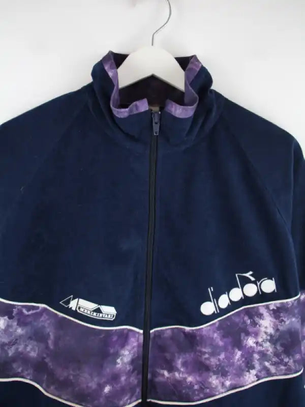 Diadora Trainingsjacke Blau XXL – Detailansicht Vorderseite