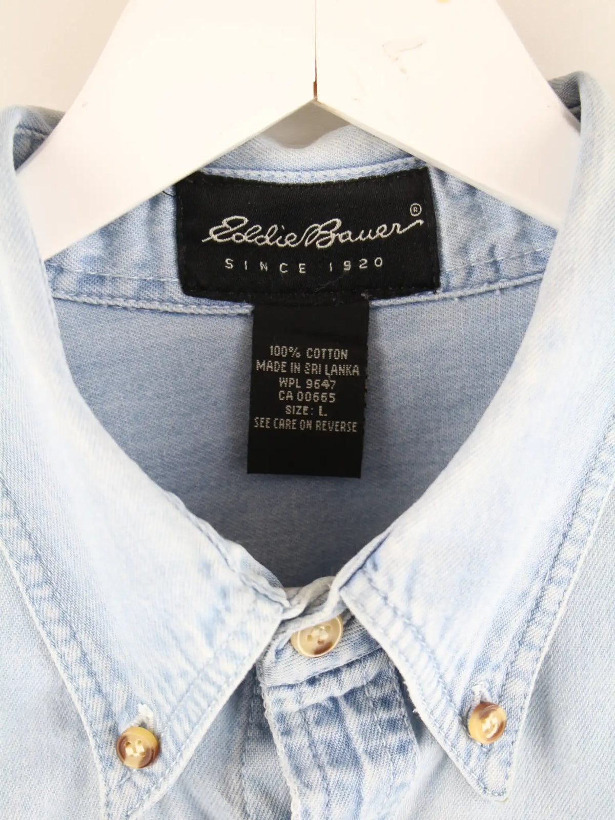 Eddie Bauer Freizeit Hemd Blau L – Etikett