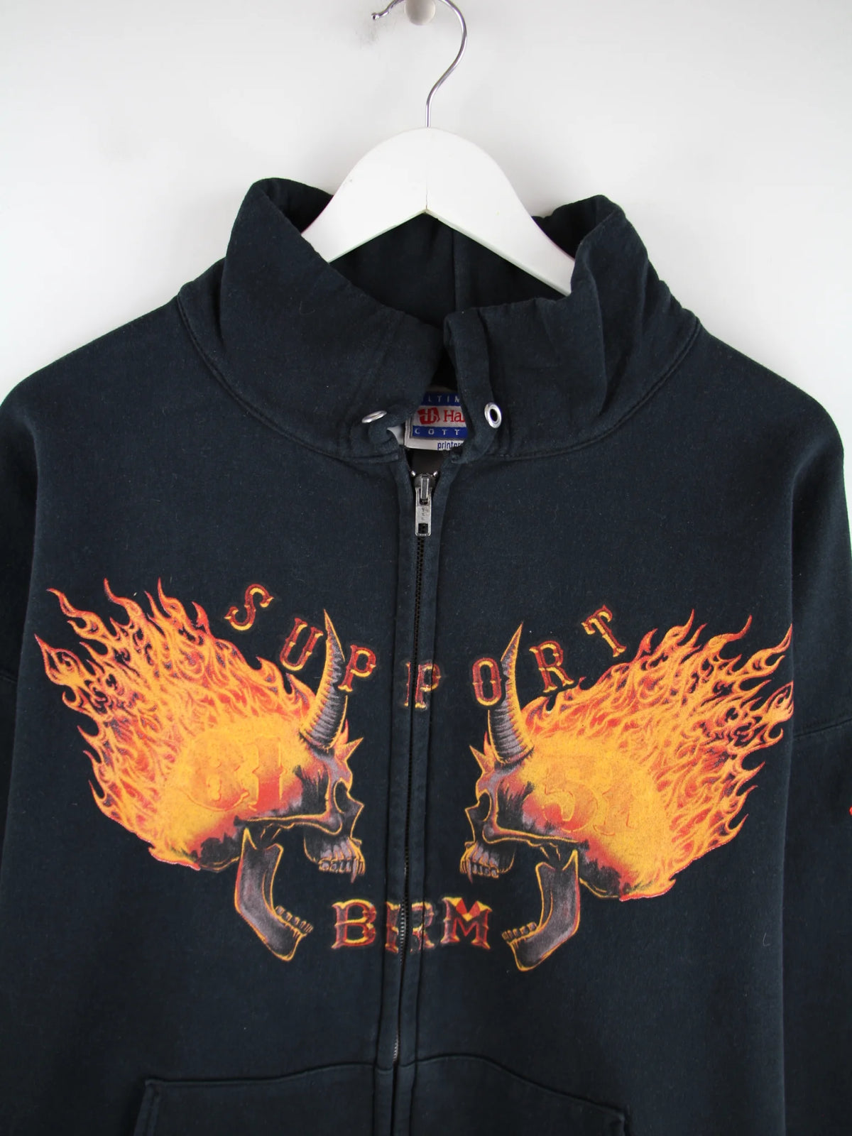 Hanes Sweatjacke Schwarz XL – Detailansicht Vorderseite