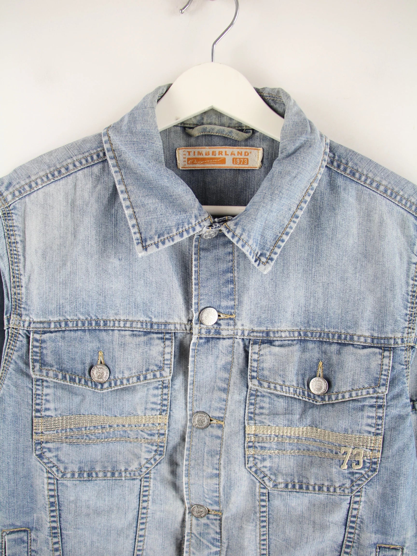 Timberland Jeansjacke Blau S – Detailansicht Vorderseite