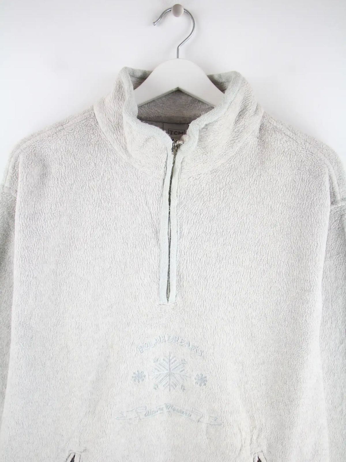 Vintage Fleece Grau L – Detailansicht Vorderseite