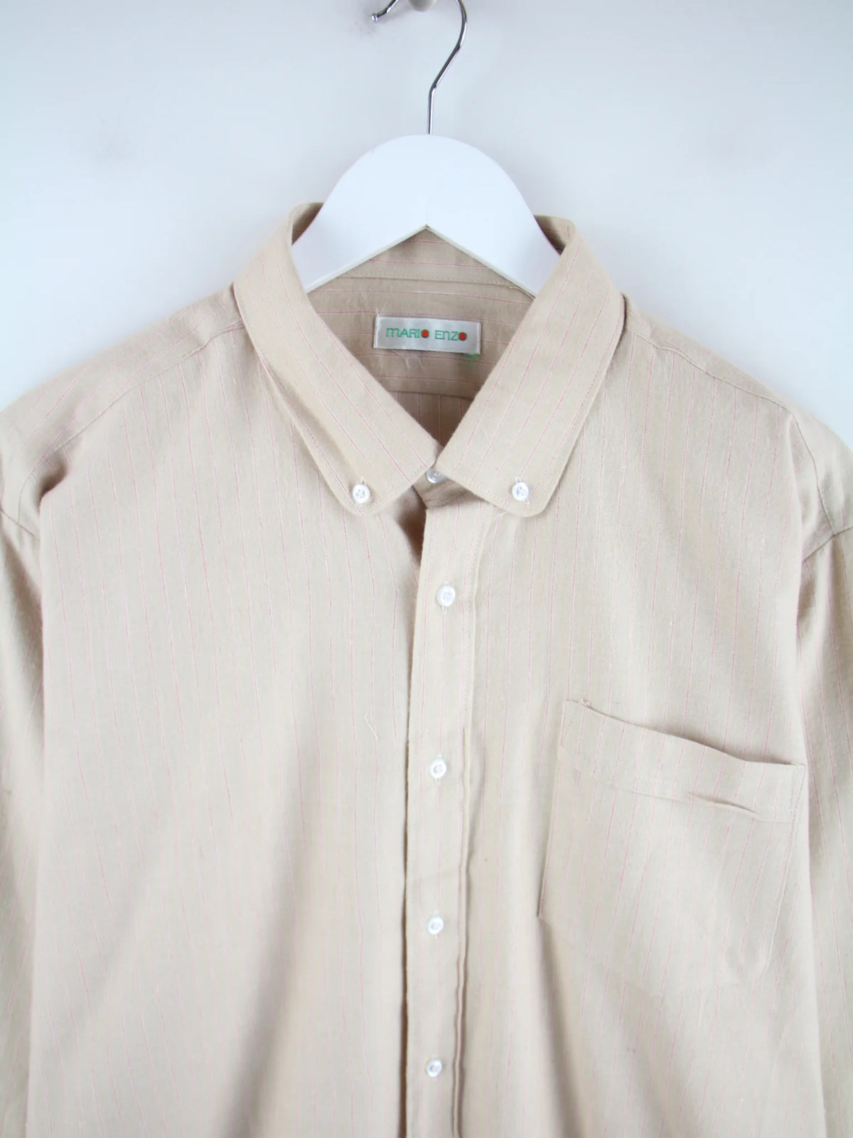 Vintage Freizeit Hemd Beige XL – Detailansicht Vorderseite