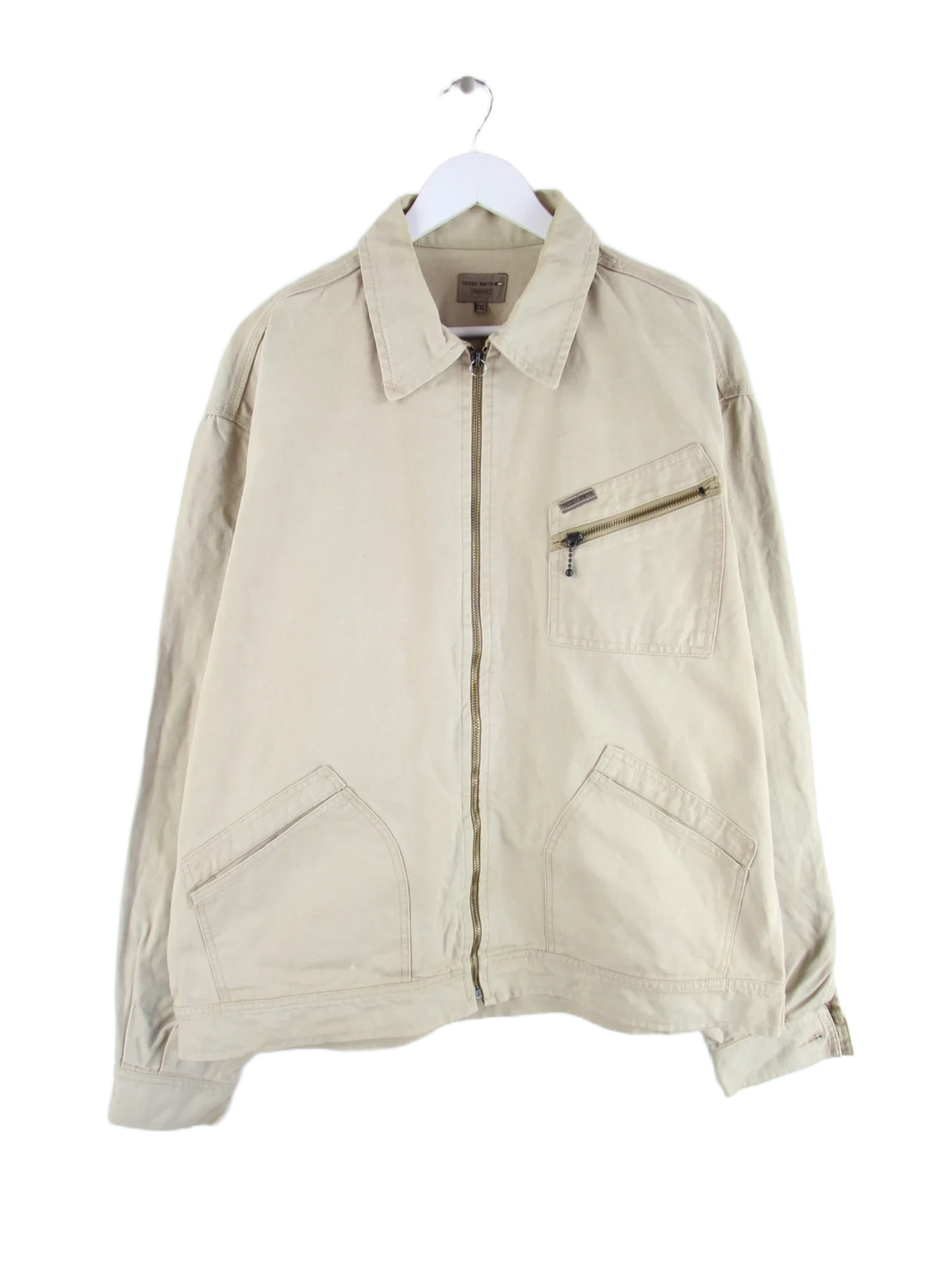 Vintage Jeansjacke Beige XXL – Vorderseite