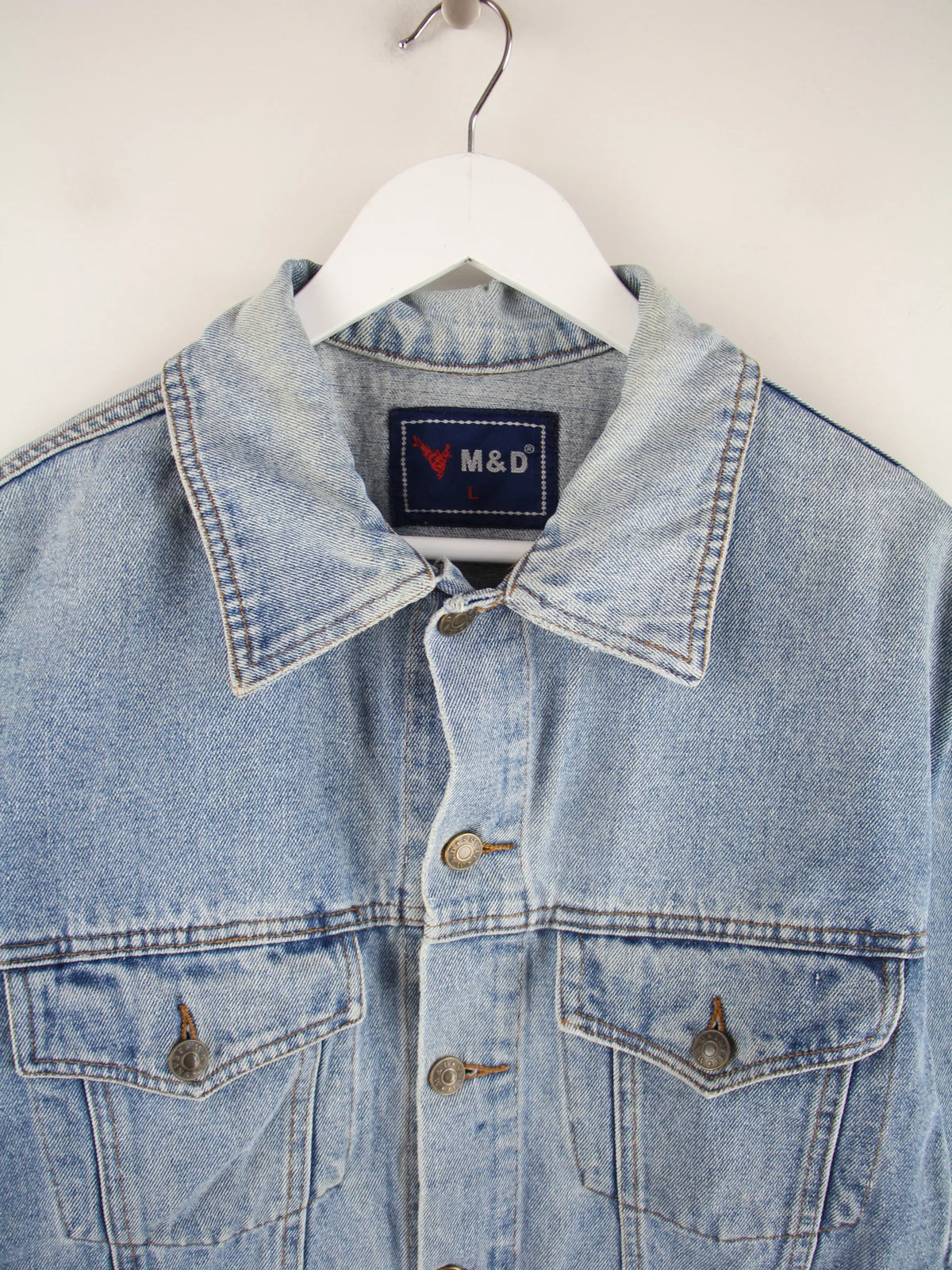 Vintage Jeansjacke Blau L – Detailansicht Vorderseite