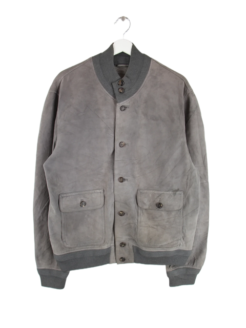 Vintage Lederjacke Grau L – Vorderseite