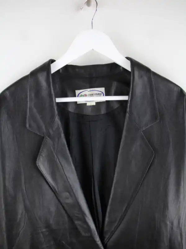 Vintage Lederjacke Schwarz L – Detailansicht Vorderseite