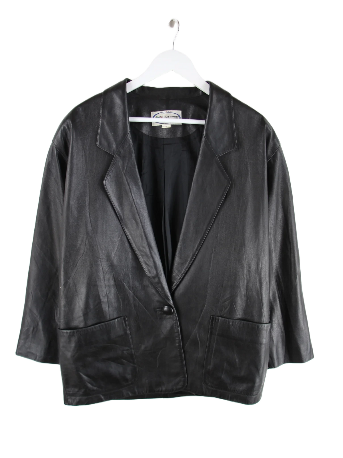 Vintage Lederjacke Schwarz L – Vorderseite