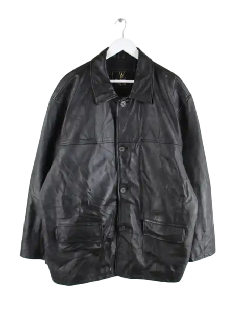 Vintage Lederjacke Schwarz XL – Vorderseite