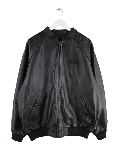 Vintage Lederjacke Schwarz XL – Vorderseite