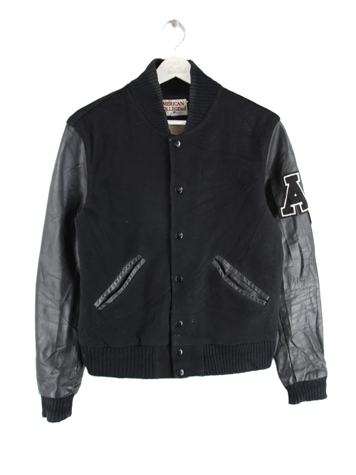 Vintage Lederjacke Schwarz XS – Vorderseite