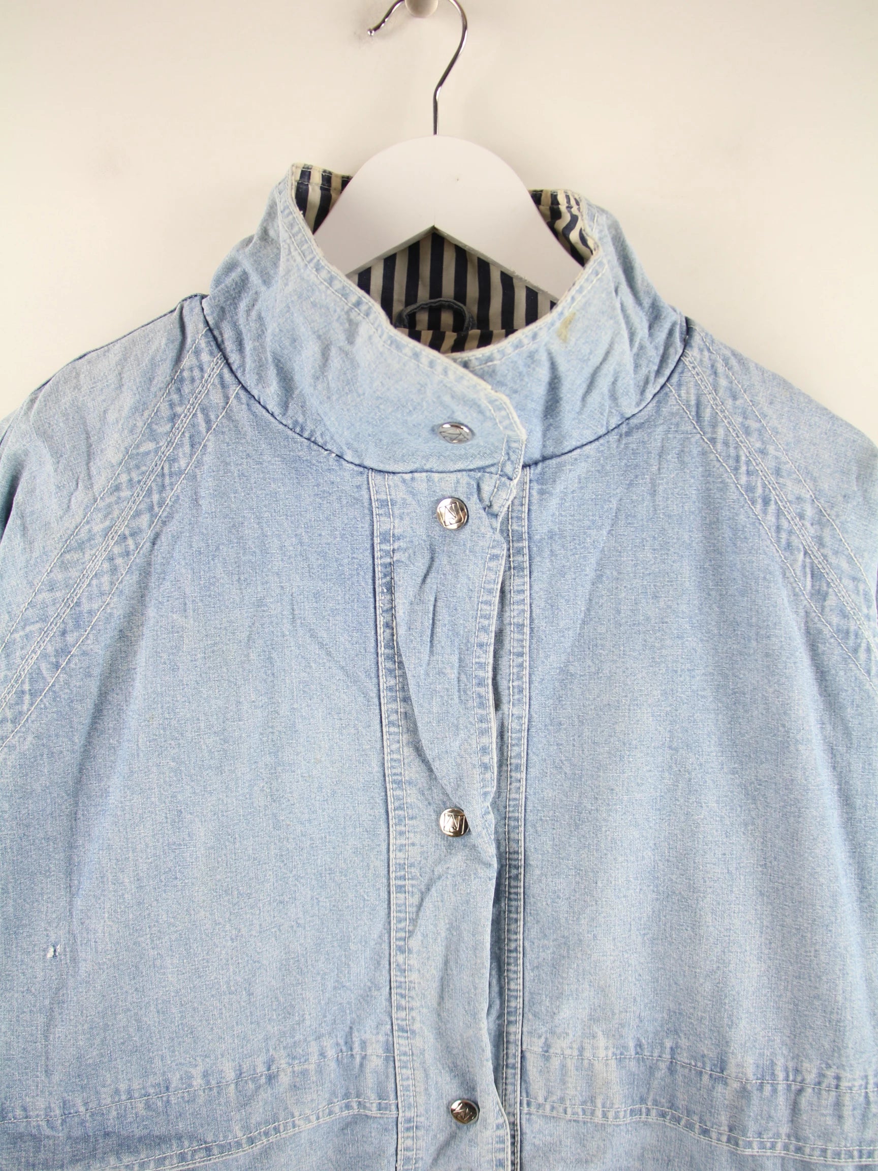 Vintage Leichte Jacke Blau L – Detailansicht Vorderseite