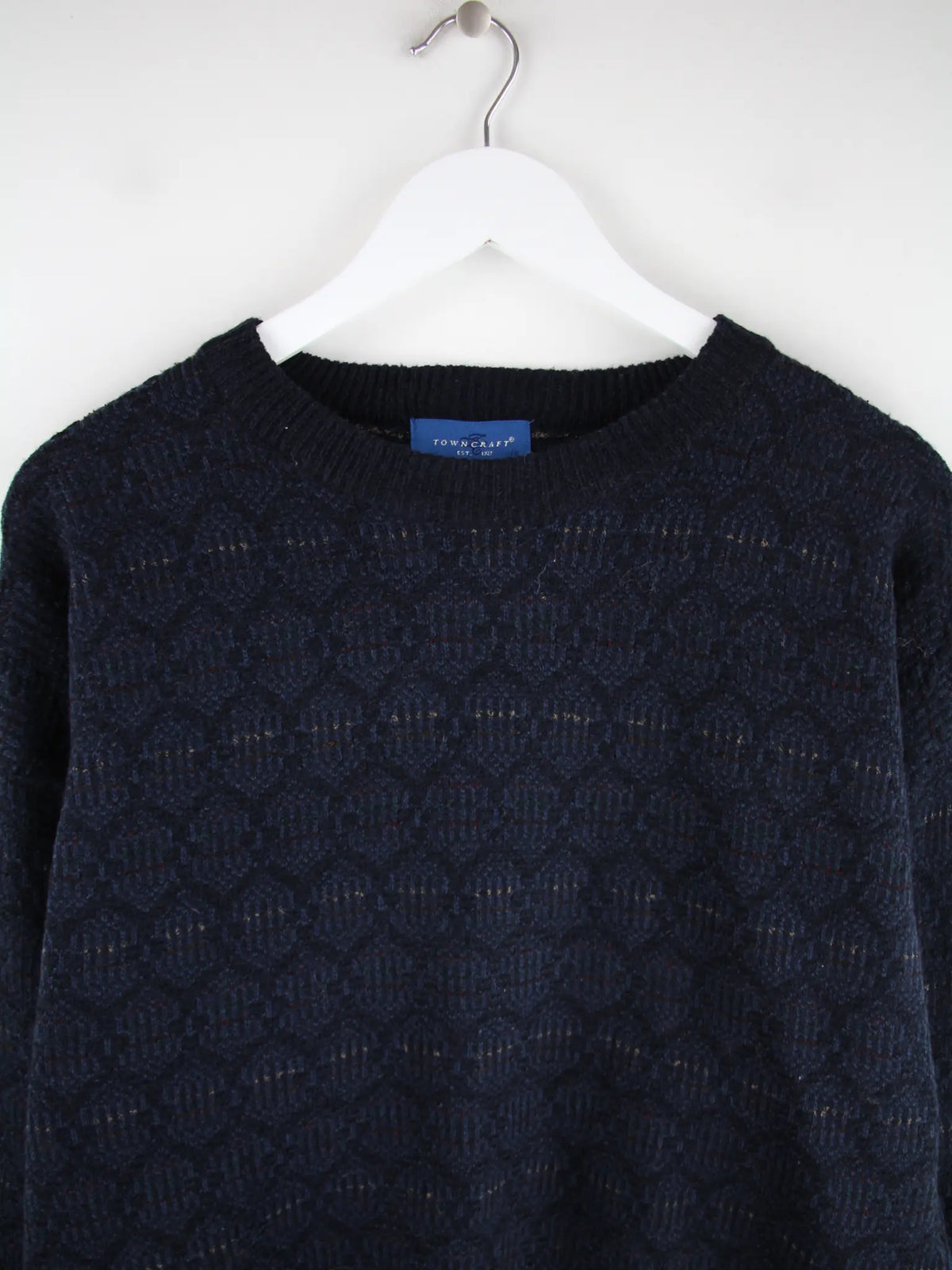 Vintage Pullover Blau L – Detailansicht Vorderseite