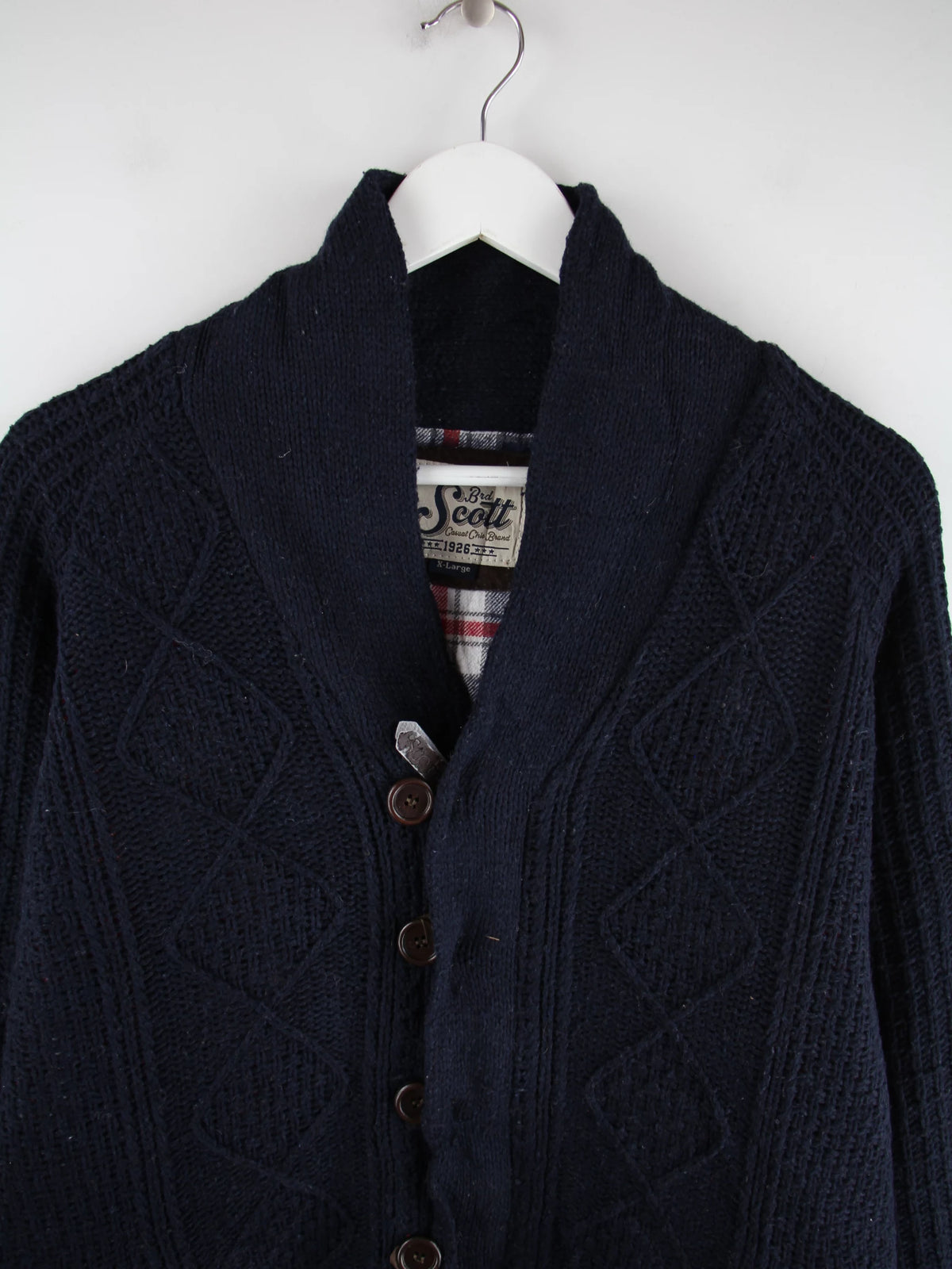 Vintage Strickjacke Blau XL – Detailansicht Vorderseite