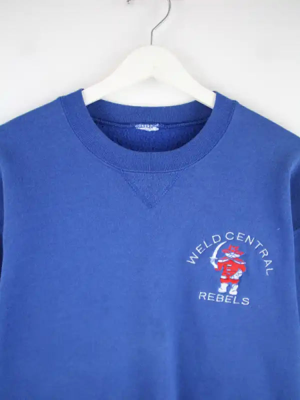 Vintage Sweater Blau L – Detailansicht Vorderseite