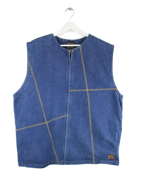 Vintage Weste Blau XXL – Vorderseite