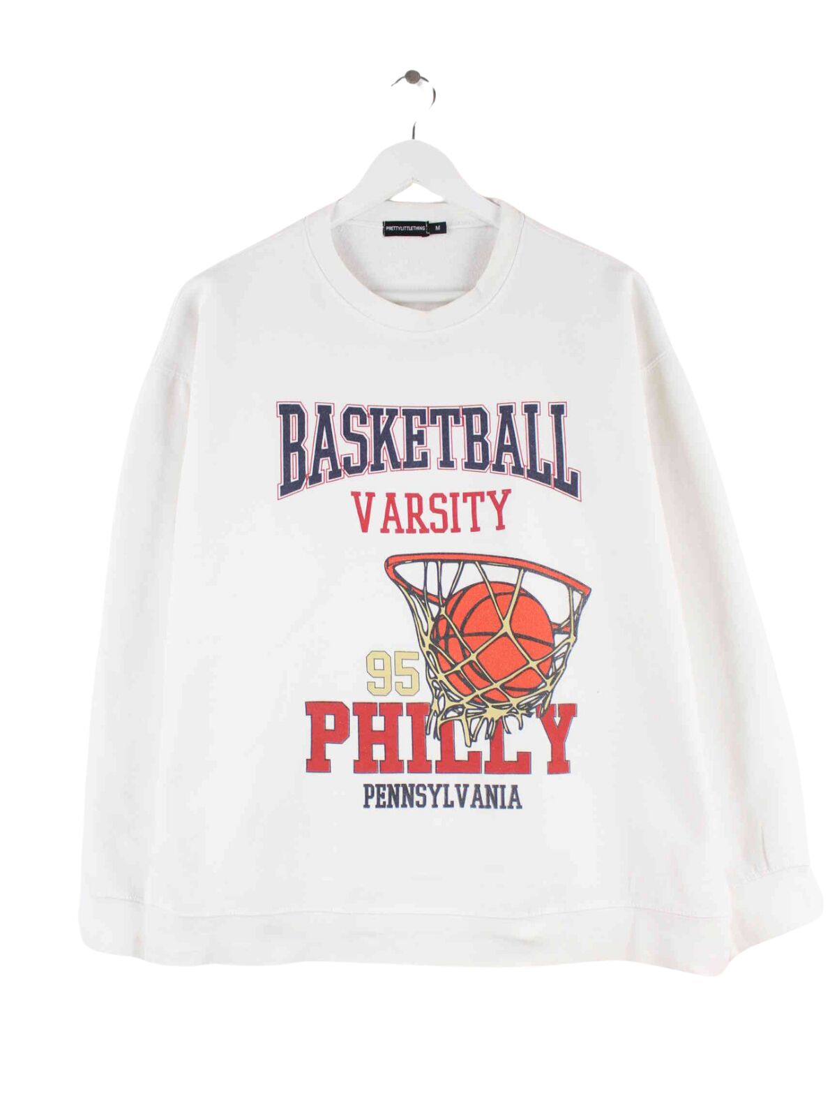 Vintage Basketball Philly Print Sweater Weiß M (front image)