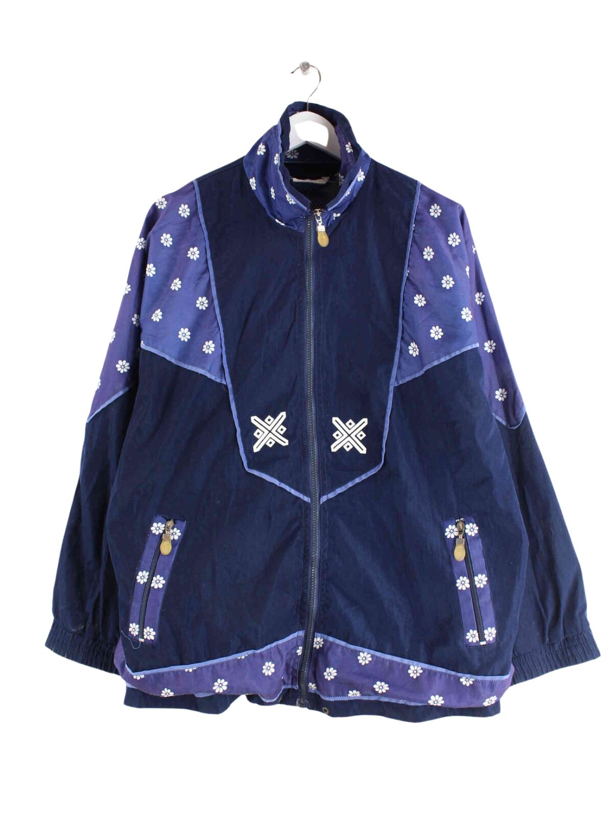 Vintage 90s Pattern Trainingsjacke Blau XL (front image)